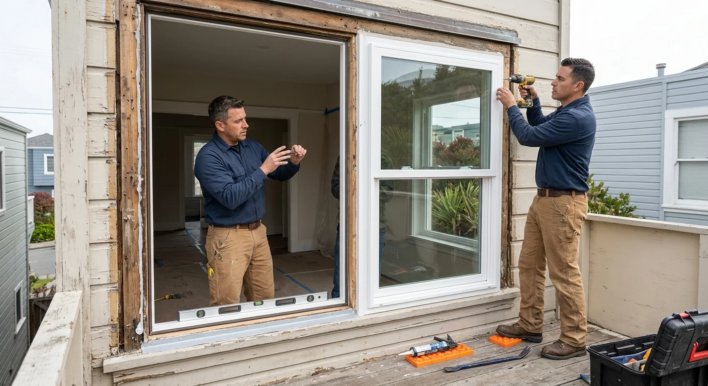 New double hung window with two operable sashes installed in coastal residence