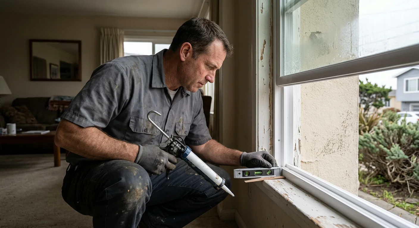 Close inspection of a double hung sash lock and seal
