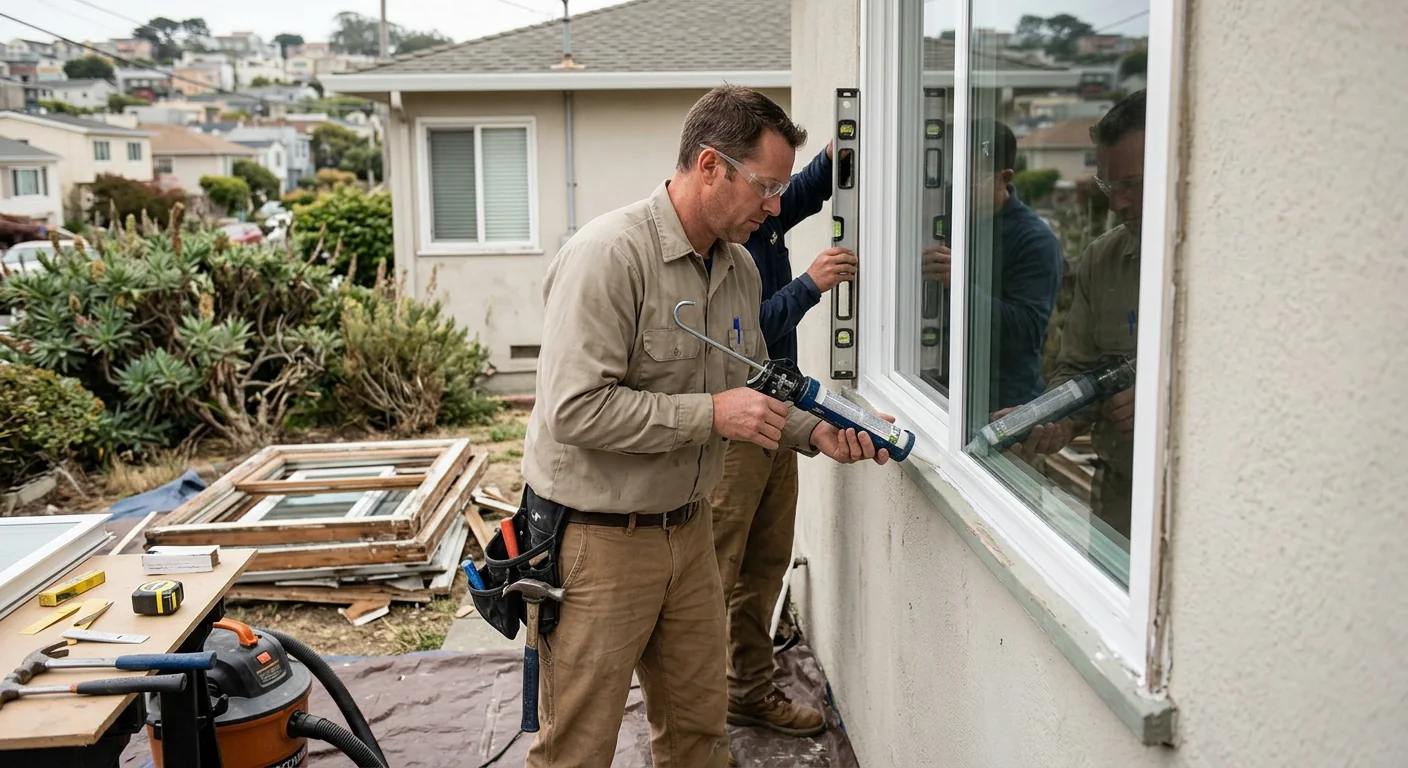Newly installed egress window restoring safe basement access in a Daly City home