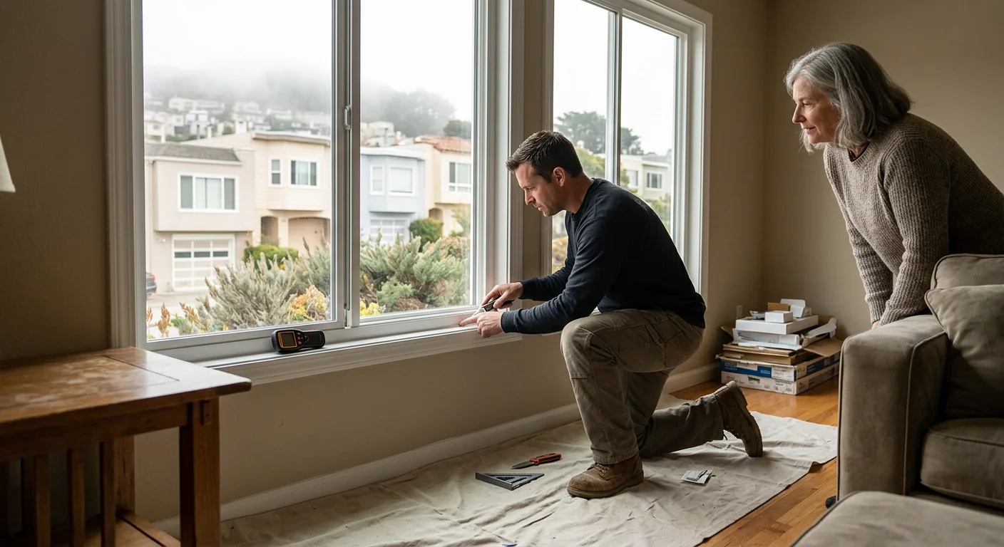Finished energy efficient windows sealed and inspected in a Daly City living room