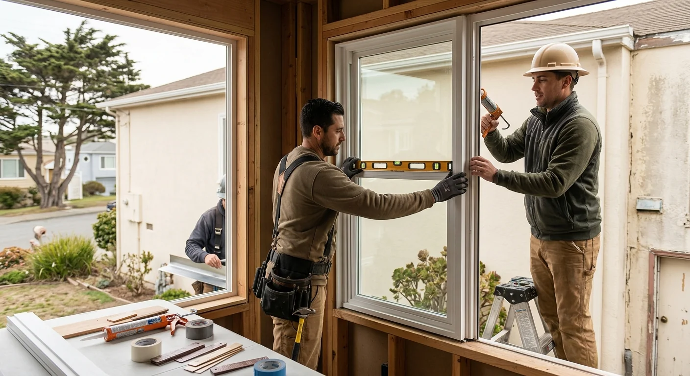 Restored sliding glass door sealed and operating smoothly after replacement