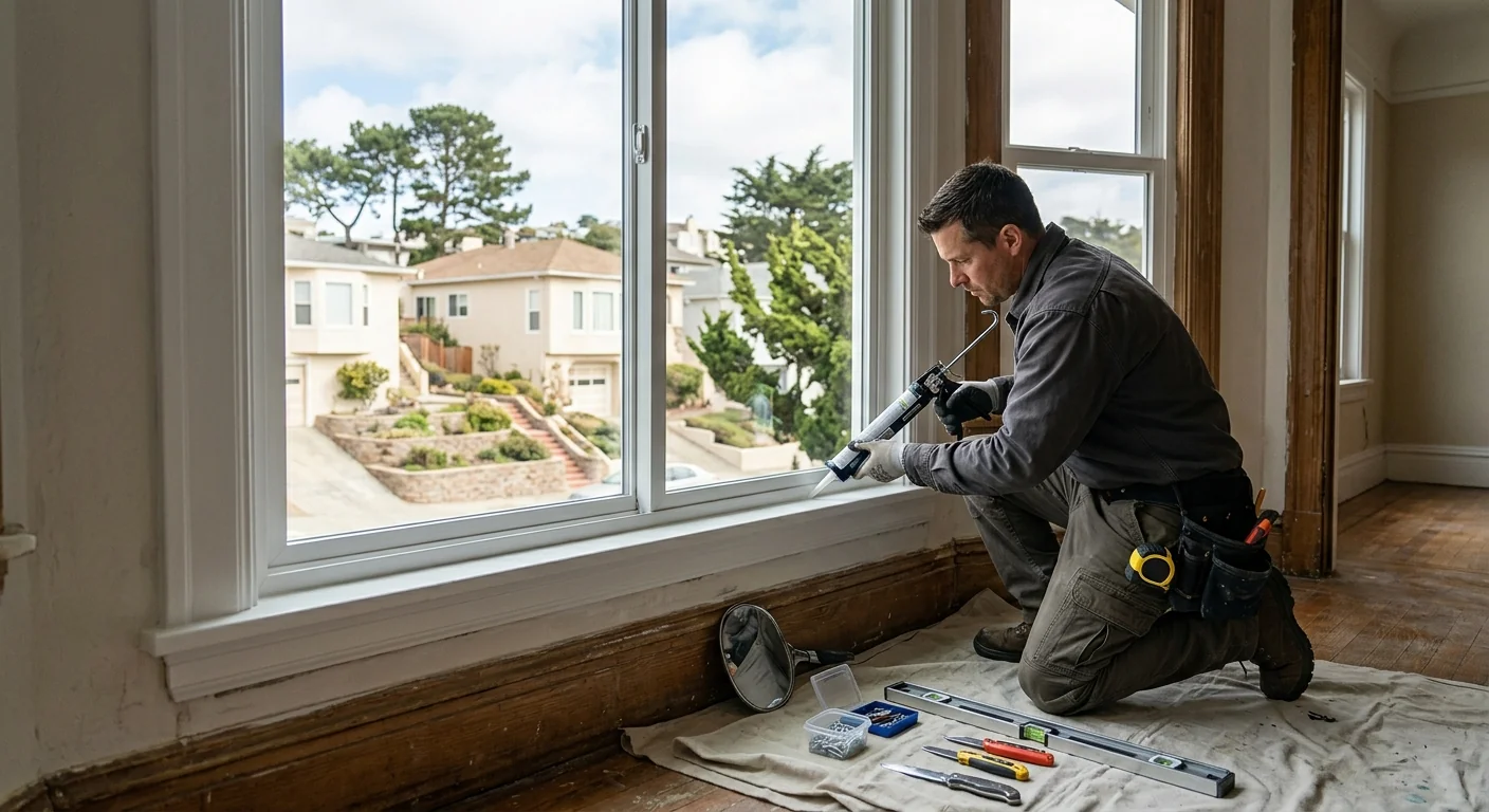 Restored window with clear sealed glass in a Daly City residence