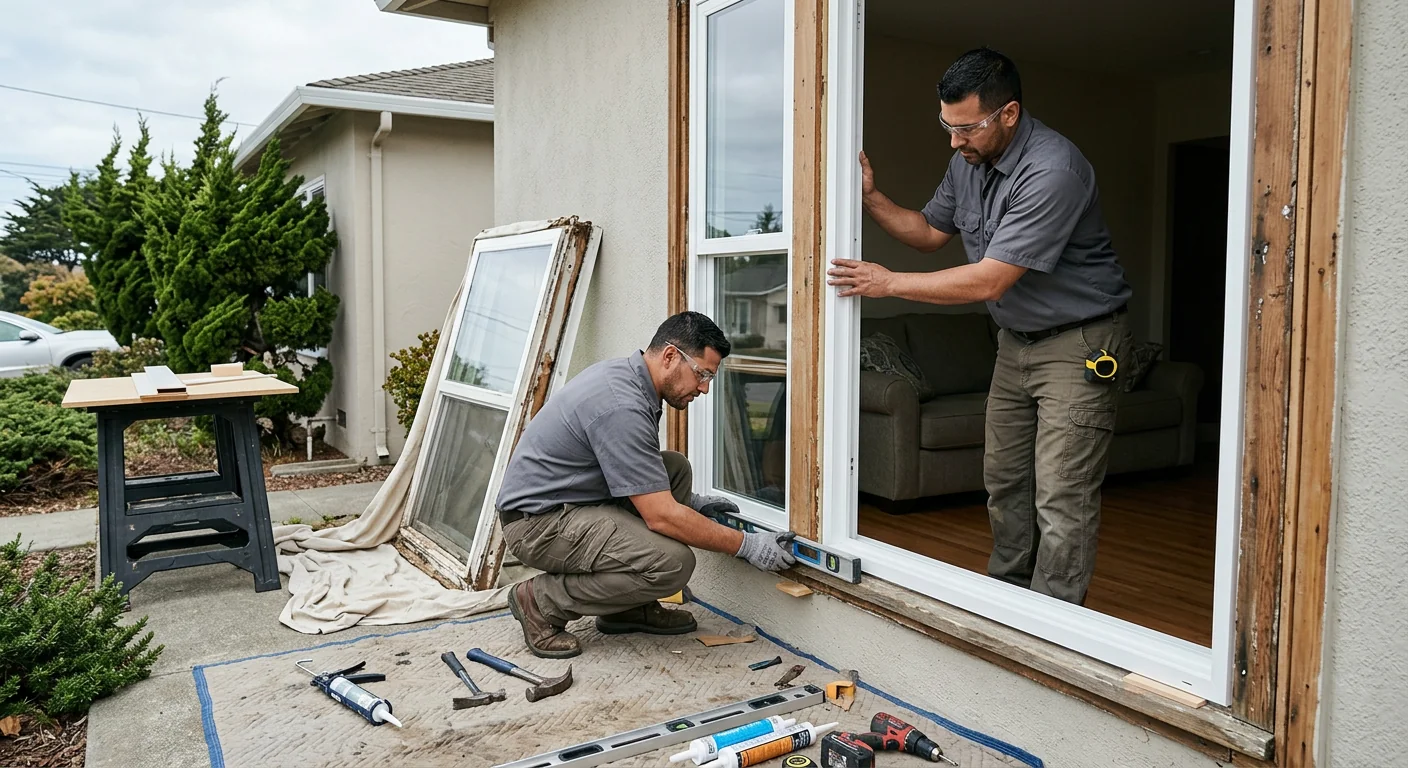 Close inspection of restored window seal and hardware
