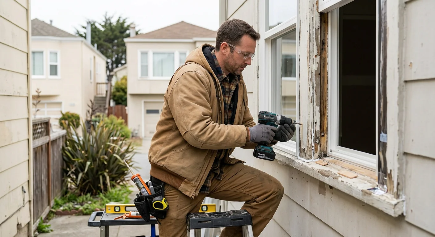 Fogged double-pane window showing failed seal in Daly City