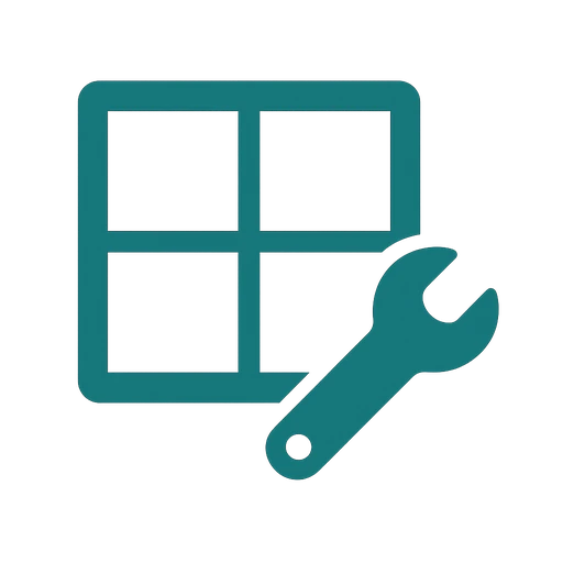 Line icon of a window with a wrench
