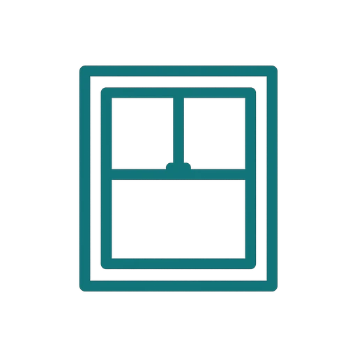 Line icon of a double hung window with two movable sashes